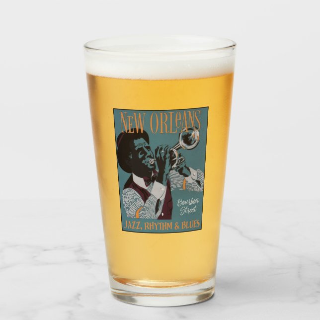 New Orleans Music custom text Glass (Front Filled)