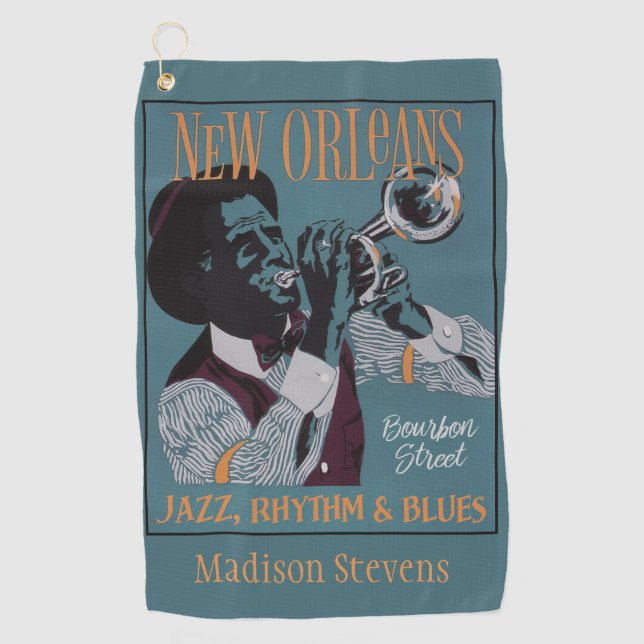 New Orleans Music custom text golf towel 3/3 (Front)