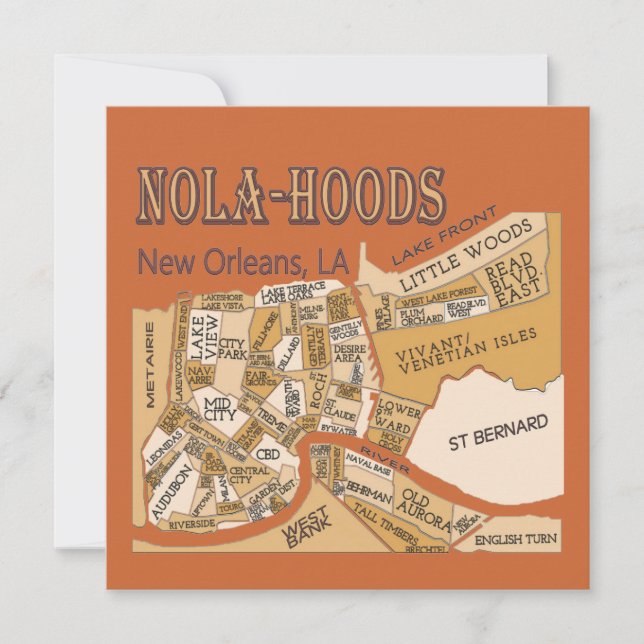 New Orleans Neighbourhoods Map, NOLA_HOODS (Front)