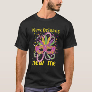 New Orleans New Me Mardi Gras Outfit Mask Beads Co T-Shirt