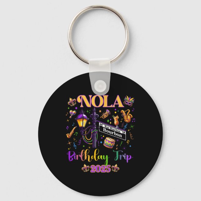 New Orleans Nola 2025 Girls' Birthday Bachelorette Key Ring (Front)