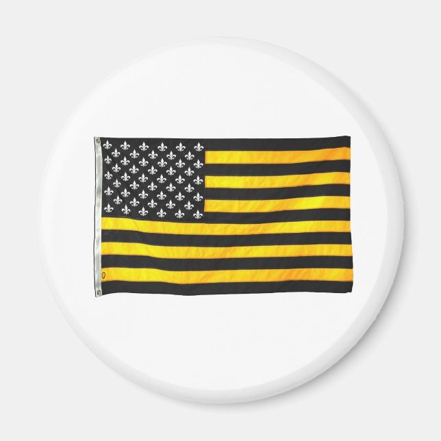 New Orleans NOLA Black and Gold American USA Flag Magnet (Front)