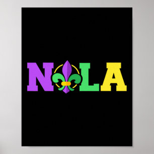 New Orleans Nola In Mardi Gras Colours And Fleur D Poster