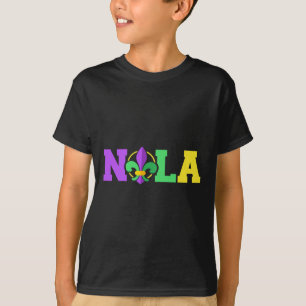 New Orleans Nola In Mardi Gras Colours And Fleur D T-Shirt