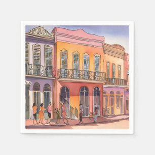 New Orleans NOLA Louisiana Beautiful Watercolor Napkin