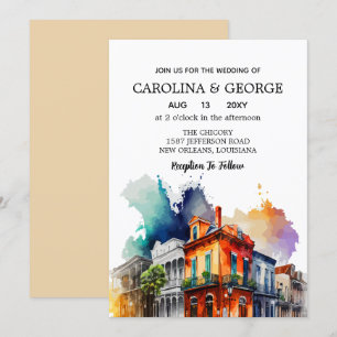 New Orleans Nola Louisiana - Watercolor Invitation