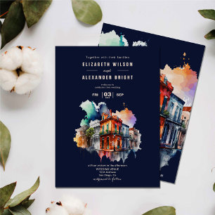 New Orleans Nola Louisiana - Watercolor Wedding Invitation