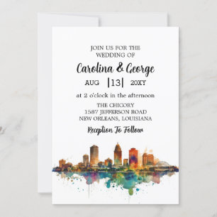 New Orleans Nola Louisiana - Wedding Watercolor Invitation