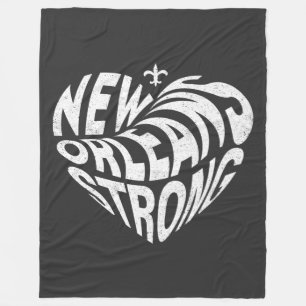 New Orleans Nola Strong Heart  Fleece Blanket