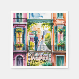 New Orleans NOLA watercolor Wedding Napkin