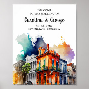 New Orleans Nola - Watercolor  Wedding Welcome Poster