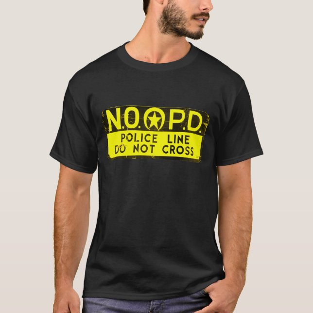 New Orleans NOPD Police Line Sign - Black & Gold T-Shirt (Front)