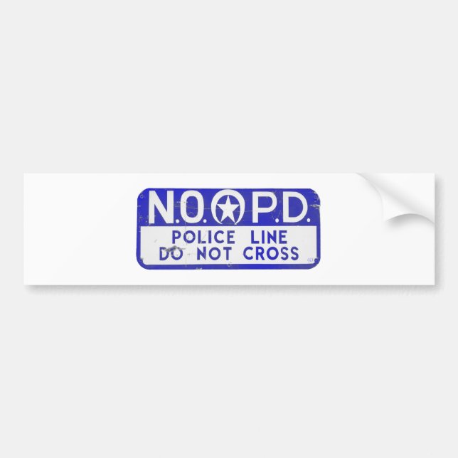 New Orleans NOPD Police Line Sign - Blue Bumper Sticker (Front)