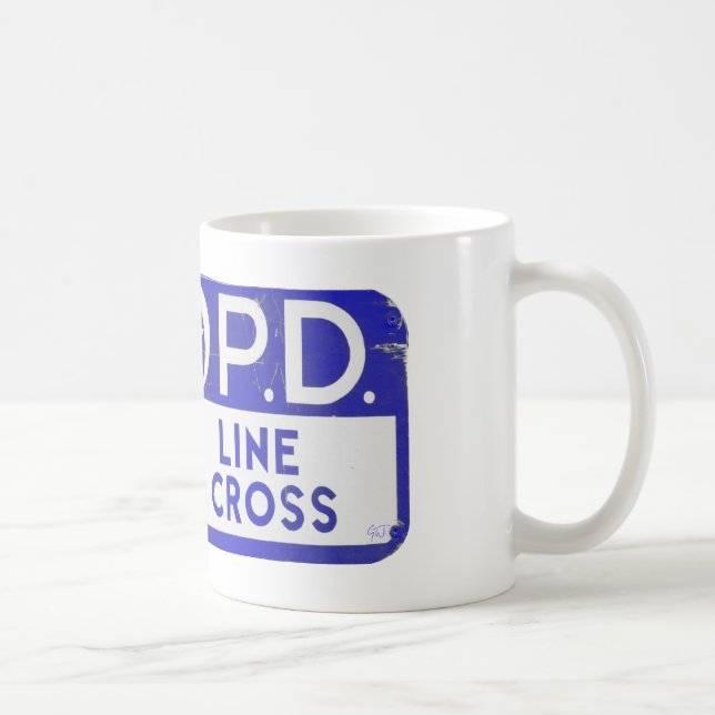 New Orleans NOPD Police Line Sign - Blue Coffee Mug (Right)