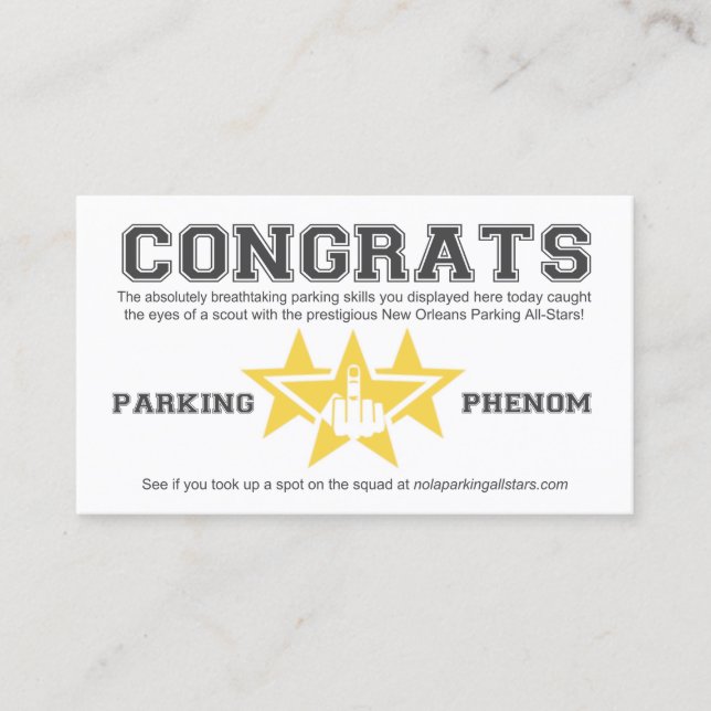 New Orleans Parking All-Stars Scouting Card (Front)