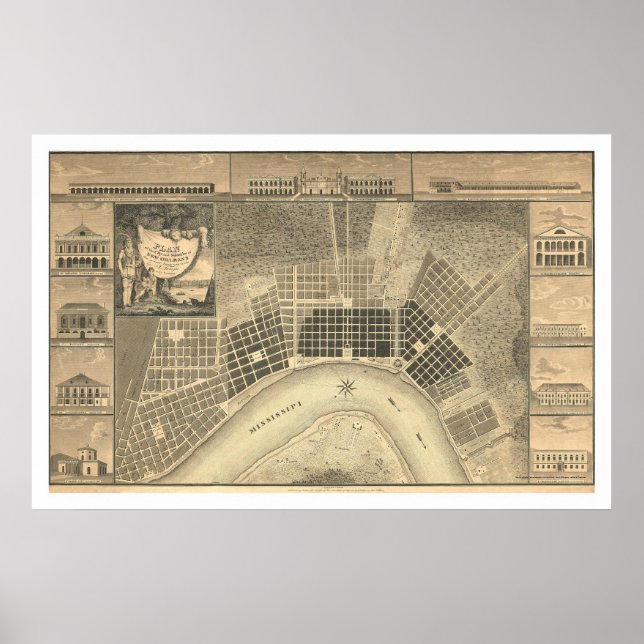 New Orleans Plan Map 1815 Poster (Front)