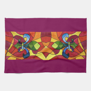 New Orleans Red Mosaic Heritage Art Kitchen Towel