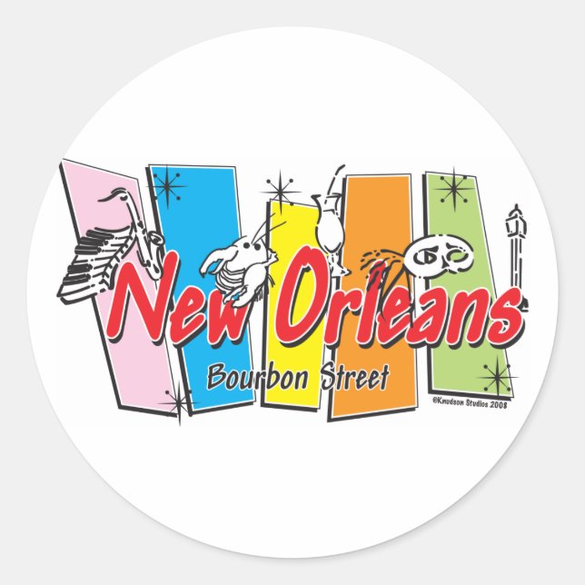 New-Orleans-Retro Classic Round Sticker (Front)