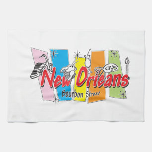 New Orleans Retro Look Tea Towel