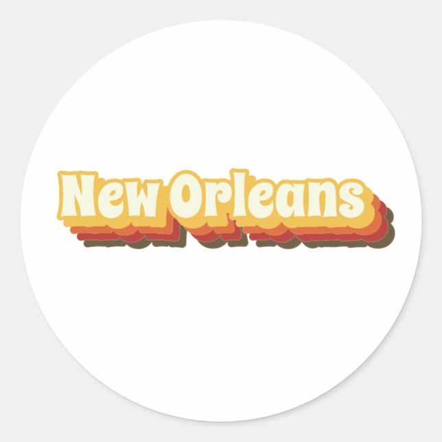 New Orleans Retro Text Classic Round Sticker (Front)