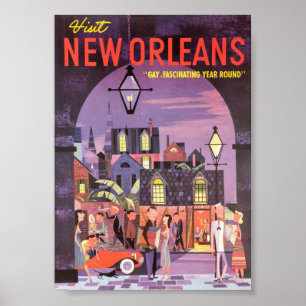 New Orleans Retro Vintage Travel Poster