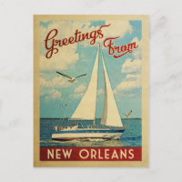 New Orleans Sailboat Vintage Travel Louisiana