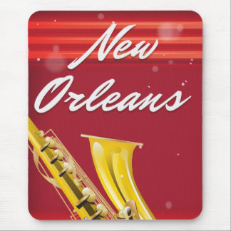 New Orleans Saxophone travel poster Mouse Mat