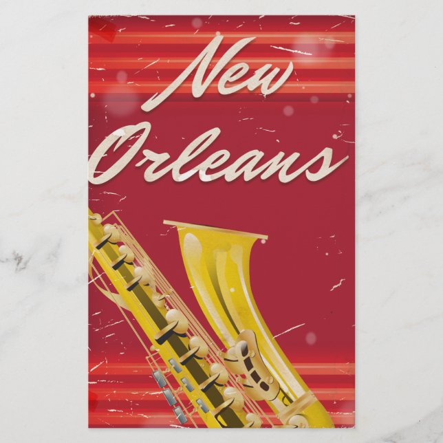 New Orleans Saxophone travel poster. Stationery (Front)