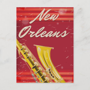 New Orleans Saxophone travel poster worn edition Postcard