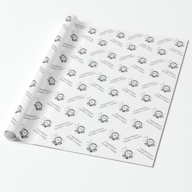 New Orleans Scene Fleur de Lis Wrapping Paper (Unrolled)