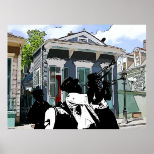New Orleans Shotgun House and Brass Band Poster