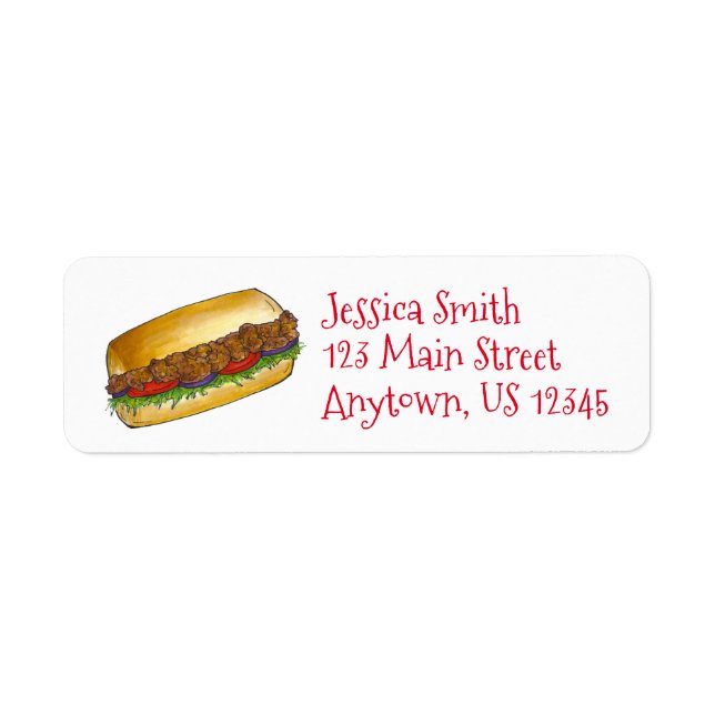New Orleans Shrimp Poboy Po Boy Sandwich Labels (Front)