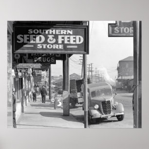 New Orleans Sidewalk, 1935. Vintage Photo Poster