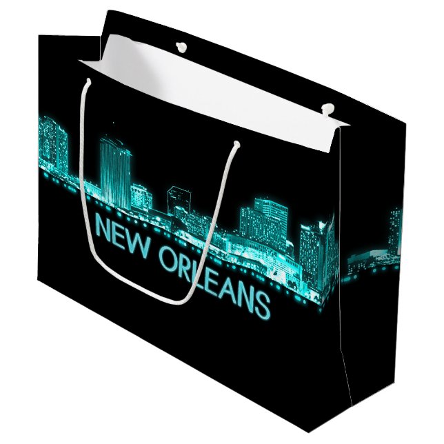 New Orleans Skyline Large Gift Bag (Front Angled)