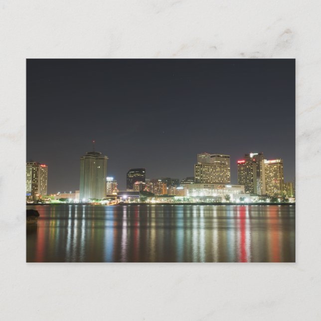 New Orleans Skyline Night Postcard (Front)