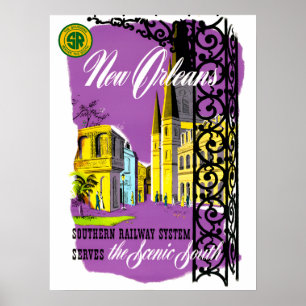 New Orleans, Southern Railway travel poster