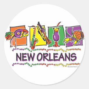 NEW-ORLEANS-SQUARES-eps copy Classic Round Sticker