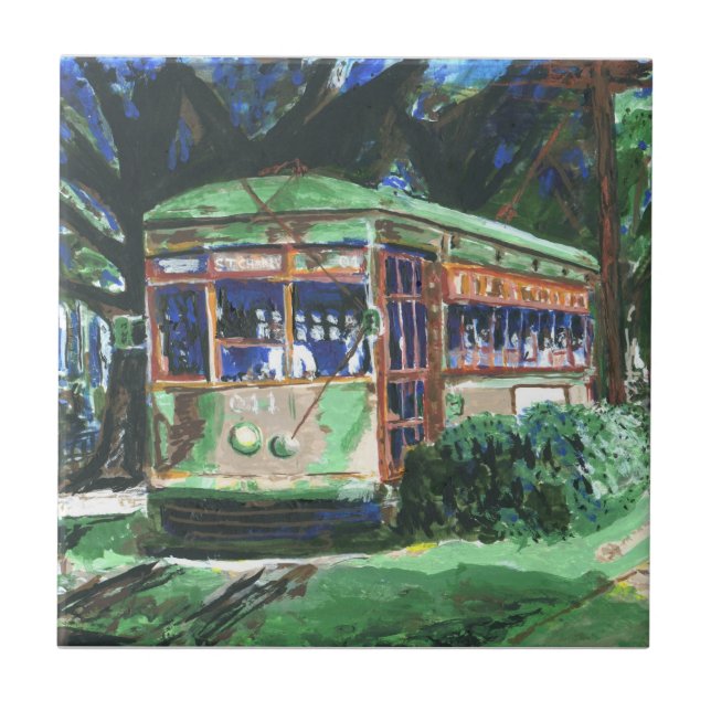 New Orleans St Charles Ave Streetcar Tile (Front)