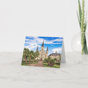 New Orleans St. Louis Cathedral Mardi Gras  Card