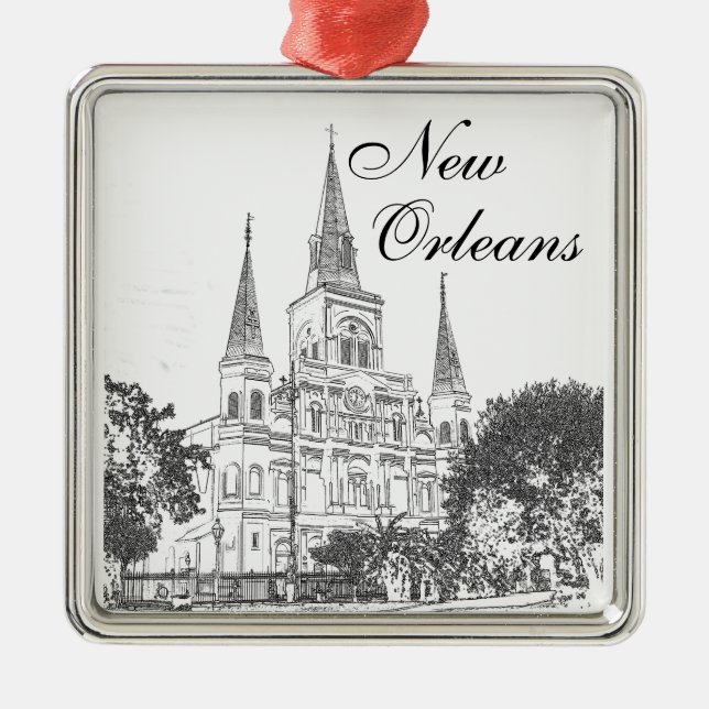 New Orleans St. Louis Cathedral Metal Tree Decoration (Front)