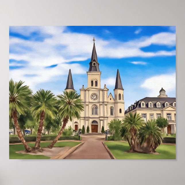 New Orleans St. Louis Cathedral Watercolor Poster (Front)