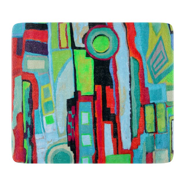 New Orleans Street 6 x 7 Deco Glass Cutting Board (Front)