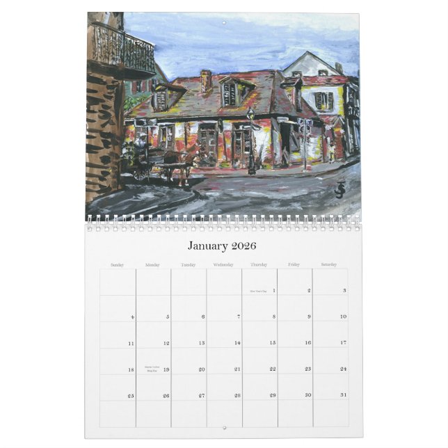 New Orleans Street Car Calendar (Jan 2026)