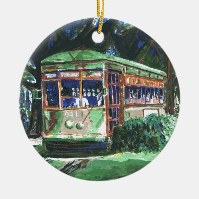 New Orleans Street Car Ceramic Tree Decoration (Front)