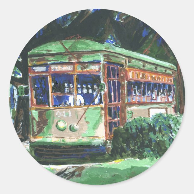 New Orleans Street Car Classic Round Sticker (Front)