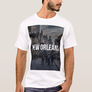 New Orleans Street Scene Art Print Vibrant Citys T-Shirt