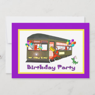 New Orleans Streetcar Birthday (purple) Invitation