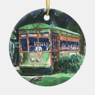 New Orleans Streetcar Ceramic Tree Decoration