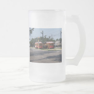 New Orleans Streetcar Frosted Glass Beer Mug