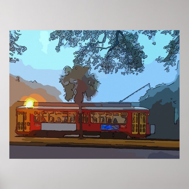 New Orleans Streetcar Morning Poster (Front)